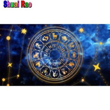 Двенадцать созвездий 5D DIY,Алмазная живопись мозаика Полное бурение Астрология Зодиак алмаз Вышивка алмазный стежок настенный декор