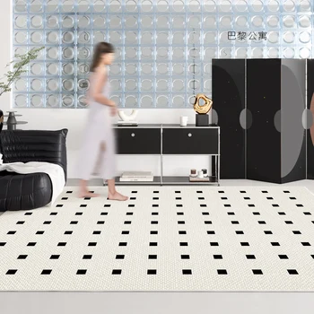 Французские ретро ковры для гостиной Декора спальни большой площади Решетчатый ковер Классический шахматный коврик для пола Домашний гардеробный коврик