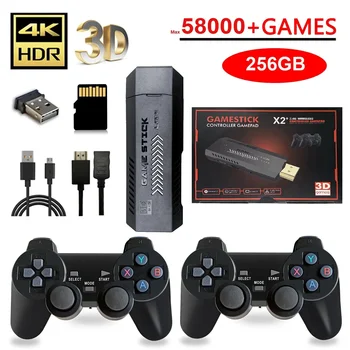 X2 Plus 256G 50000 Game GD10 Pro 4K Game Stick 3D HD Ретро Видеоигра Консоль Беспроводной Контроллер TV 50 Эмулятор для PS1 N64 DC