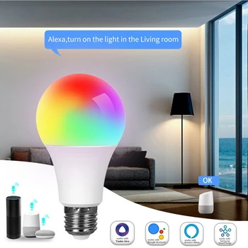 WiFi Умная лампа Светодиодная лампа E27 15 Вт 12 Вт 18 Вт RGB Светодиодные лампочки Голосовое управление с помощью Alexa Google Home Yandex Alice Cozylife APP