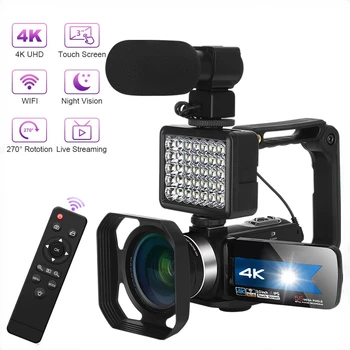2024 Видеокамеры Видеокамеры Цифровой видеоблог для Tiktok YouTube Recorder Ultra HD 3,0 дюйма 56 МП WiFi ИК ночного видения