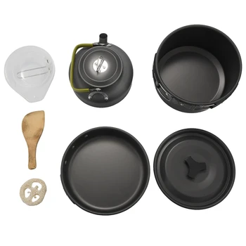  НОВИНКА - Набор посуды для кемпинга, набор посуды на открытом воздухе, алюминиевая кастрюля с антипригарным покрытием для походов и пикников