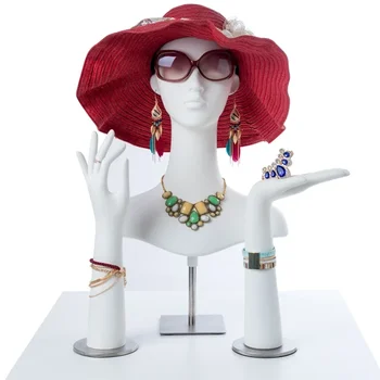 белый женский парик с длинной шеей манекен кукла голова с плечами манекен торс руки для париков шляпы ювелирные изделия ожерелье дисплей
