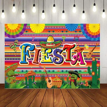 Fiesta Party Фон Декорации Фотография Фон Фото Карнавалы Яркие цвета Мексиканский тематический баннер День рождения