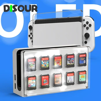 для Nintendo Switch OLED Зарядное устройство Чехол для док-станции с хранилищем игровых карт Пыленепроницаемая жесткая оболочка для ПК для Nintendo Switch Game Case