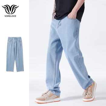 Студенческий стиль молодежная жизненная сила осенние прямые свободные мужские джинсы в стиле хип-хоп хай-стрит в простых шароварах с чистой эластичной талией