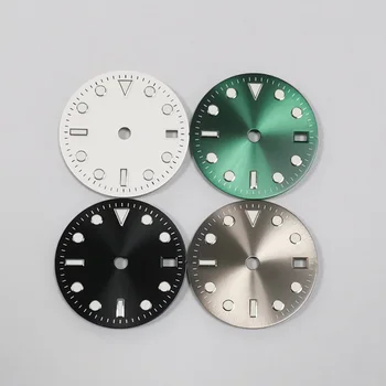 29 мм Зеленый светящийся циферблат часов Модифицированные аксессуары для часов GMT Циферблаты с четырьмя стрелками для японского механизма NH34