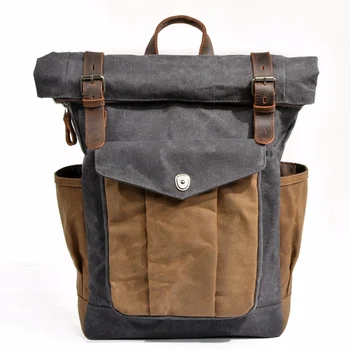 Водонепроницаемый винтажный рюкзак кожаный холщ мужской школьный рюкзак военный рюкзак мужской рюкзак сумка мочила