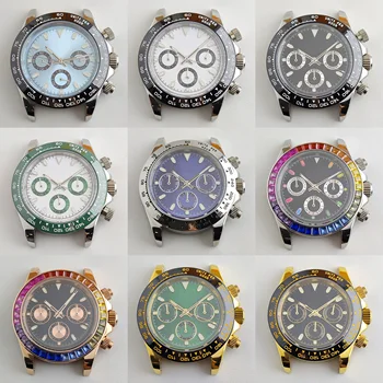 японские часы с хронографом VK63 кварцевый механизм 39 мм циферблат из нержавеющей сталилюминесцентный циферблат в виде панды