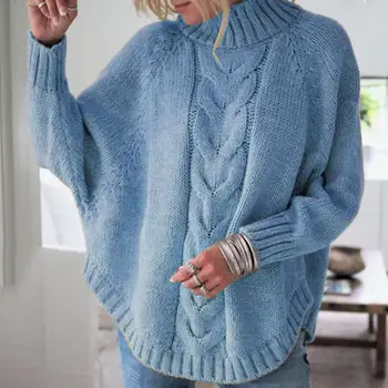 водолазка воротник свитер уютный женский зимний свитер толстая вязка водолазка защита шеи дольман рукав пуловер для холода
