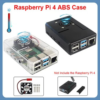 Raspberry Pi 4 ABS Case Пластиковая оболочка Съемная крышка GPIO с вентилятором охлаждения Черный / Коробка для передатчика опционально для Raspberry Pi 4B