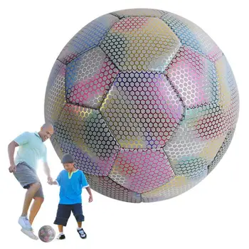  Отражающий футбольный мяч с голографическим эффектом PU Leather Футбольный тренировочный инструмент для подростков, взрослых и любителей футбола