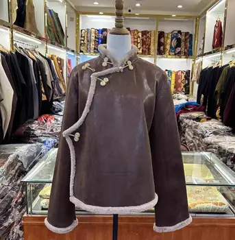 Осенние и зимние китайские тибетские замшевые короткие пальто
