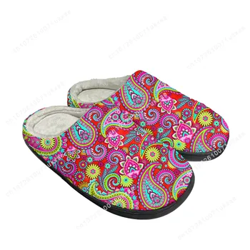 Bohemia Mandala Цветочный принт Домашние хлопковые тапочки Мужские женские плюшевые спальные повседневные теплые туфли Термотапочки Обувь на заказ