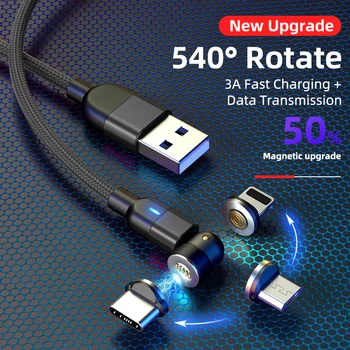 3A Магнитный USB-кабель Quick Charge 3.0 для iPhone 6 6s 7 8 Plus 11 12 13 Pro XS Max Mini X R iPad Samsung Xiaomi Huawei Зарядка