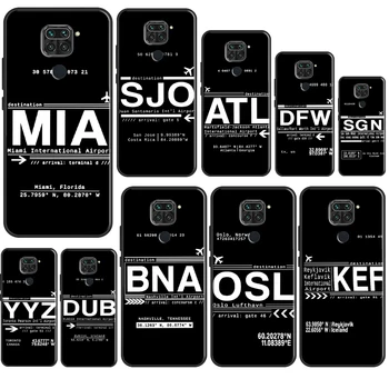черный забавный чехол с кодом аэропорта для Redmi Note 10 Pro Чехол для Redmi Note 11 Pro 7 8 9 Pro Note 11S 9S 10S 9T 9A 9C