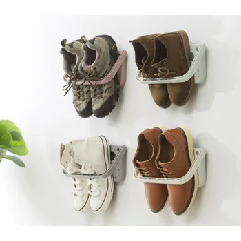Настенная пластиковая стойка для обуви Складной подвесной держатель полки для обуви Органайзер со складным дизайном