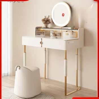 туалетный столик, маленький дизайнер в кремовом стиле, современный минималистичный стеклянный эркер небольшого размера, 5080 см столик для макияжа в спальне