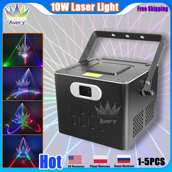 0 Налог 1-5 шт. ILDA 40Kpps RGB Высокое качество 10 Вт Лазерный световой проектор 3D Анимация Лазерный сканер DJ Дискотека Вечеринка Рождественский фестиваль