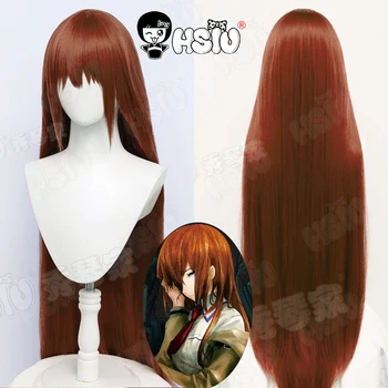 Makise Kurisu Cosplay Wig Волокно синтетический парик Game Steins; Ворота косплей Парик「HSIU 」Оранжево-коричневые длинные волосы + шапочка для парика