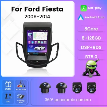  Автомагнитола в стиле Tesla для Ford Fiesta Mk 6 2009 - 2014 Мультимедийный плеер Автомобильная интеллектуальная система для Carplay Android Auto