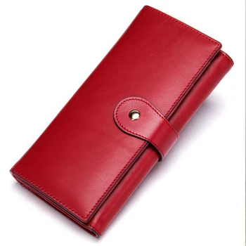 Натуральная кожа Мода Леди Notecase Роскошный дизайнерский женский кошелек для вечерней вечеринки Длинная рука Клатч для дамского платья Красный