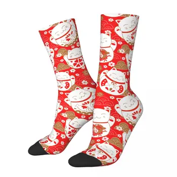 Зимние теплые хип-хоп мужские женские рождественские носки на Новый год 2022 Lucky Cat Дышащие баскетбольные носки