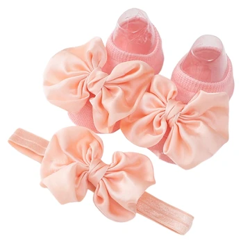 2pcs Дышащие напольные носки Bowknot Headband Baby Bowtie Socks Подарок на день рождения