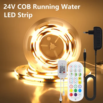 COB Проточная вода Текущая светодиодная лента WS2811 24 В 360 светодиодов / м Текущие скачки Погоня за пиксельной лентой Bluetooth APP Control