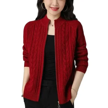 Осень/зима Новый женский свитер с застежкой-молнией и свободными длинными рукавами Стильный однотонный цвет сохраняет тепло пальто. З426