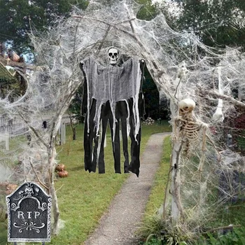 Украшения на Хэллоуин из паутины, растягивающаяся паутина для страшной атмосферы в помещении / на улице, вечеринок и домов с привидениями