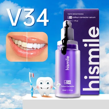 HISMILE Зубная паста V34 Фиолетовый корректор цвета Зубная паста Мусс для зубов Белая осветляющая зубная паста Уменьшить пожелтение Уход за зубами