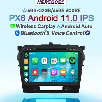Carplay PX6 DSP Автомобильный DVD-плеер для Suzuki Vitara 2015 2016 2017 2018 2019 Навигация GPS Радио Wi-Fi Bluetooth Головное устройство 2din RDS