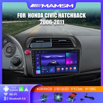 Для Honda Civic Хэтчбек 2005-2011 Авто Радио Мультимедиа Видеоплеер GPS 4G Carplay Android 11.0 Авторадио IPS QLED Головное устройство