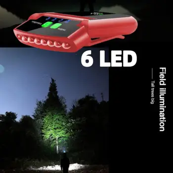 LED Интеллектуальный датчик Световой зажим Крышка Фара 180 ° Вращающаяся фара На открытом воздухе Рыбалка Лампа USB Датчик Кемпинг Фара