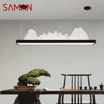 SAMAN LED 3 цвета подвесные светильники в китайском стиле пейзаж подвесные светильники и люстры для декора столовой чайного домика