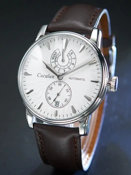 Модные автоматические часы Мужские деловые механические наручные часы Роскошные 43 мм из нержавеющей стали Дисплей Часы CUCALUN