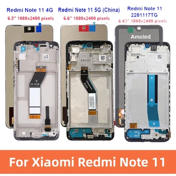 ЖК-дигитайзер с сенсорным экраном для Xiaomi Redmi Note 11, Оригинальный дисплей, 4G, 5G, 2201117TG, 21091116AC, 21121119SC