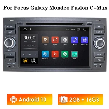 Android 10 Автомобильное GPS-навигационное радио для Ford Focus C-MAX Connect Fiesta Fusion Galaxy Kuga Mondeo Transit Сенсорный экран Четырехъядерный