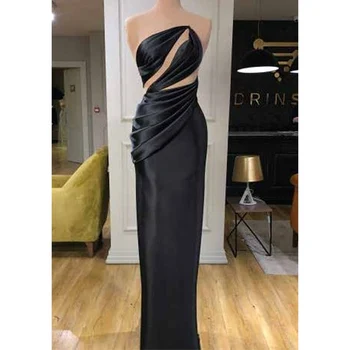  сексуальная мода черные выпускные платья плиссированный дизайн без рукавов длина до пола вырез вечернее платье для вечеринки на заказ vestidos de gala