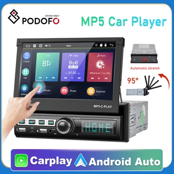 Podofo 1din CarPlay Android Авто Авто Радио 7 дюймов Универсальный мультимедийный видеоплеер Авторадио Стерео Приемник Головное устройство BT FM STW