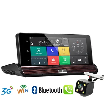 7 дюймов Автомобильный GPS Навигация Видеорегистратор Видеорегистратор 3G Wifi Android 5.0 Bluetooth Dashboad DVR Full HD 1080P Двойной объектив Зеркало заднего вида