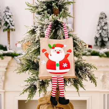 Санта Рождественский подарочный пакет Мультфильм Детские подарочные пакеты Симпатичный дизайн с обнаженными ногами Рождественская сумка для рождественских украшений