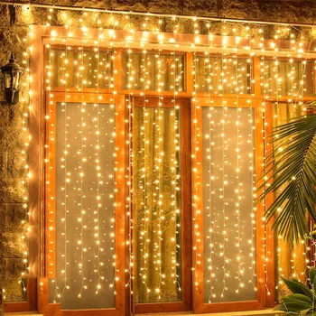 3X2 / 3X3 / 6X3M Светодиодный занавес 8 режимов Рождественский оконный занавес Fairy Light с дистанционным наружным светом-сосулькой для праздничного декора