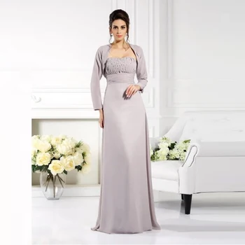 2020 Новые элегантные платья из двух частей в полный рост для матери невесты с жакетом без бретелек из бисера плиссированные свадебные платья для гостей