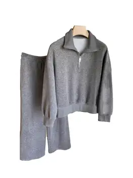 Брюки-свитера на молнии наполовину подходят модные повседневные, простые и удобные 2024 осень и зима новинка 1130