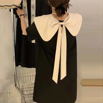 Летние платья Женская одежда Питер Пэн Воротник Свободный Vestidos De Mujer Мода Винтаж 2023 Корейское платье для вечеринок Elegnat Robe Femme