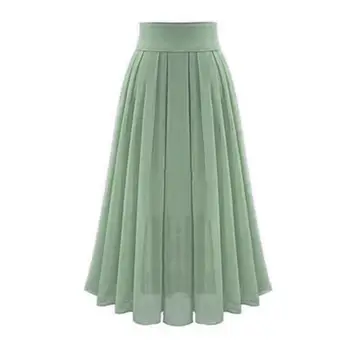 Однотонная юбка Сладкая юбка средней длины с высокой талией Элегантная двухслойная юбка миди с высокой талией для женщин плиссированная однотонная