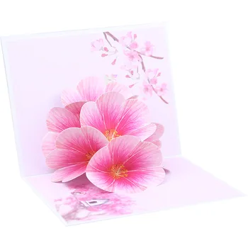 3D трехмерная поздравительная открытка Открытка с цветком персика День святого Валентина Цветная печать Благодарственная открытка