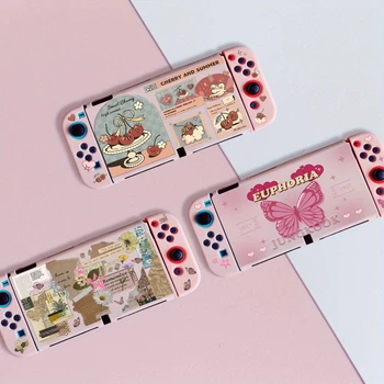 Розовый чехол для Nintendo Switch Полный пакет Защитный чехол для OLED-аксессуаров Защитная оболочка Игровая консоль TPU Розовый мягкий чехол